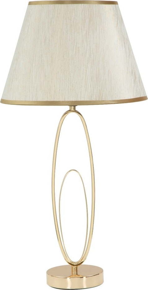 Bílá stolní lampa s konstrukcí ve zlaté