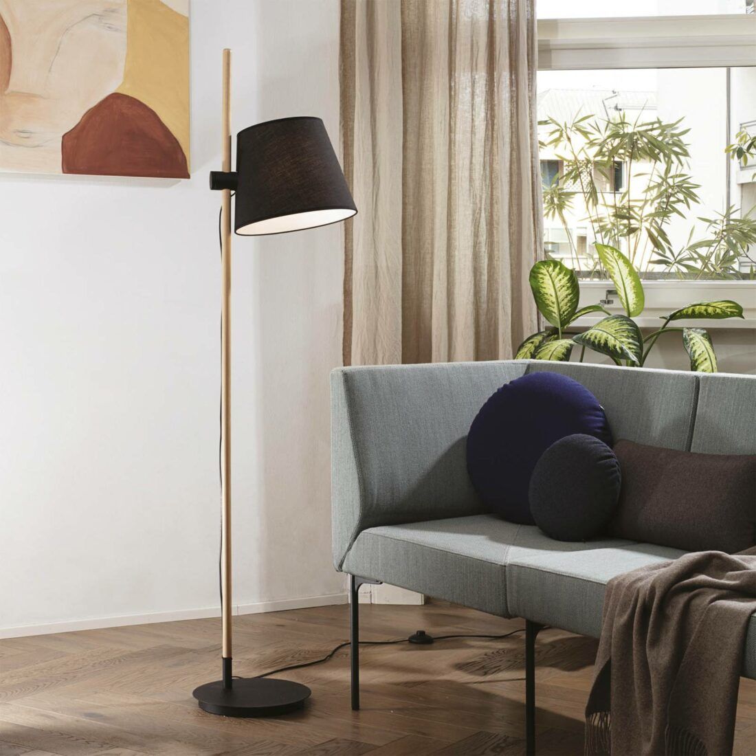 Ideal Lux Axel stojací lampa dřevo