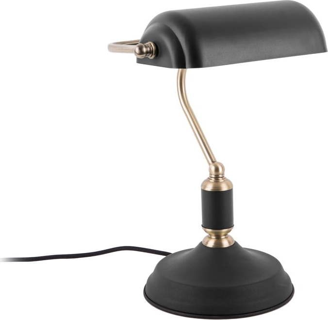 Černá stolní lampa s detaily ve