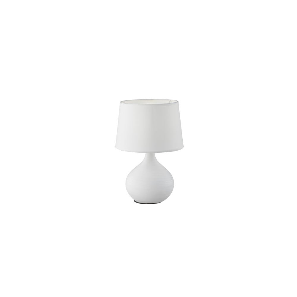 Bílá stolní lampa z keramiky a tkaniny