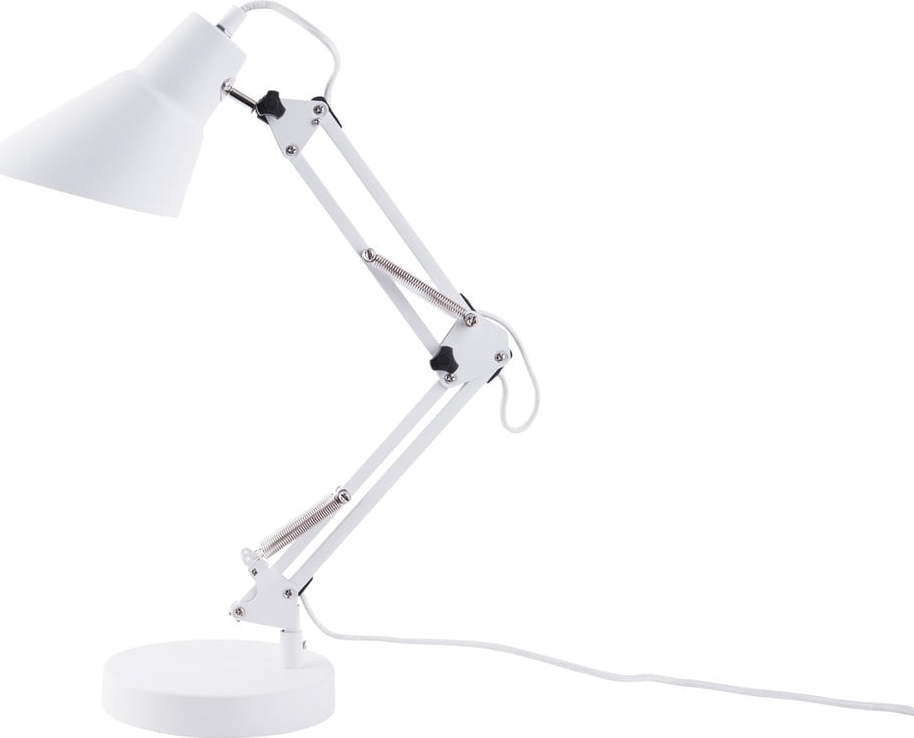 Bílá železná stolní lampa
