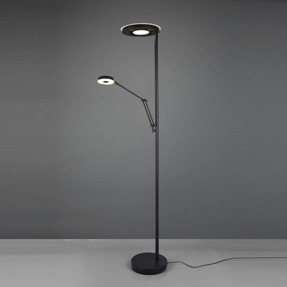 LED stojací lampa Barrie se čtecím světlem černá