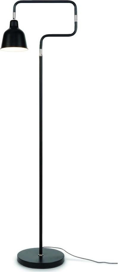 Černá stojací lampa s kovovým stínidlem (výška 150