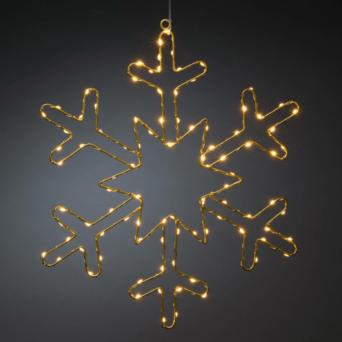 LED dekorativní světlo zlatá sněhová vločka