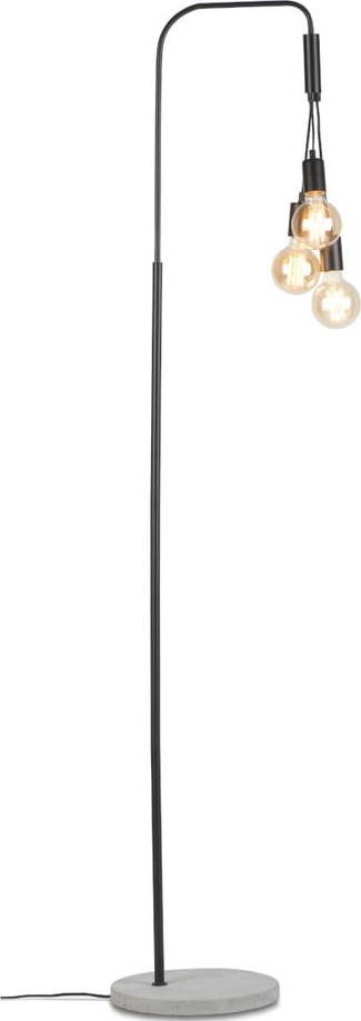 Černo-šedá stojací lampa s kovovým stínidlem (výška 190