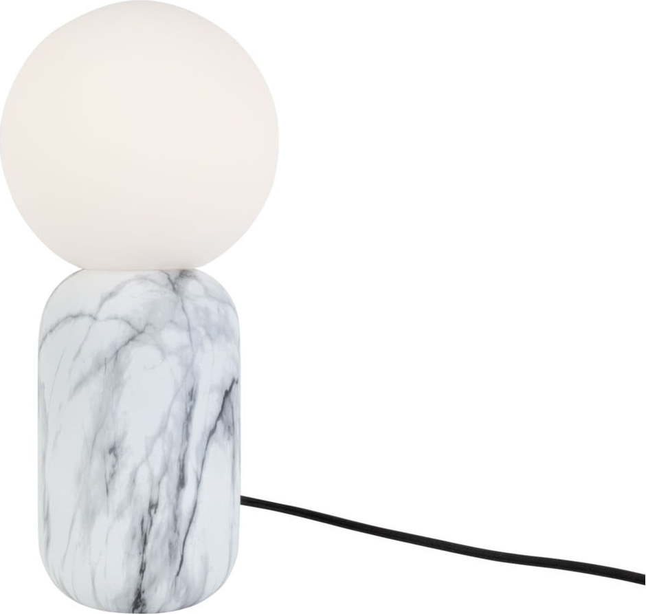 Bílá stolní lampa v mramorovém dekoru Leitmotiv