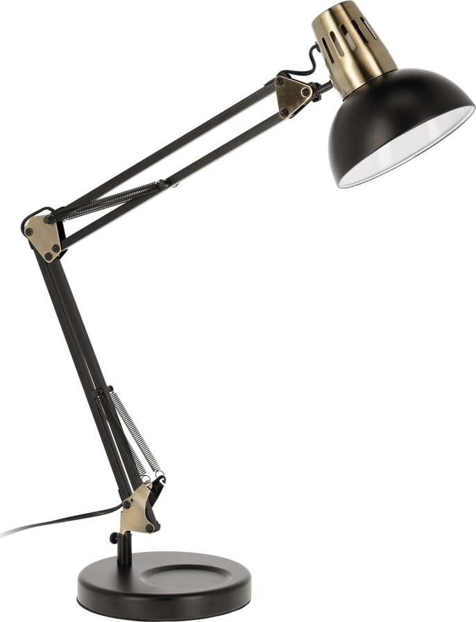 Černá stolní lampa s kovovým stínidlem (výška 84