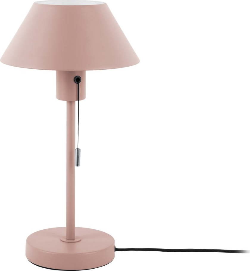 Světle růžová stolní lampa s kovovým stínidlem (výška