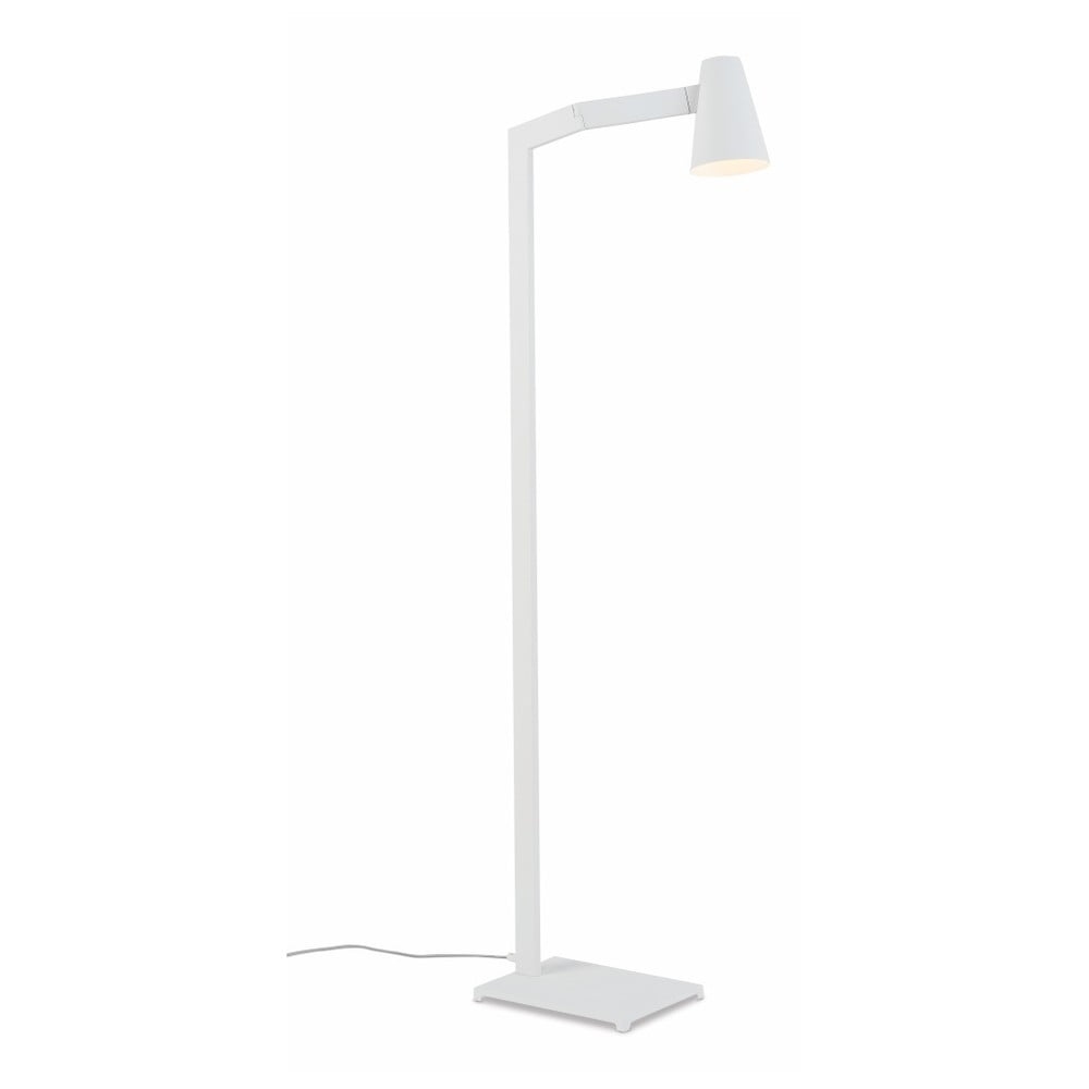 Bílá stojací lampa s kovovým stínidlem (výška 143
