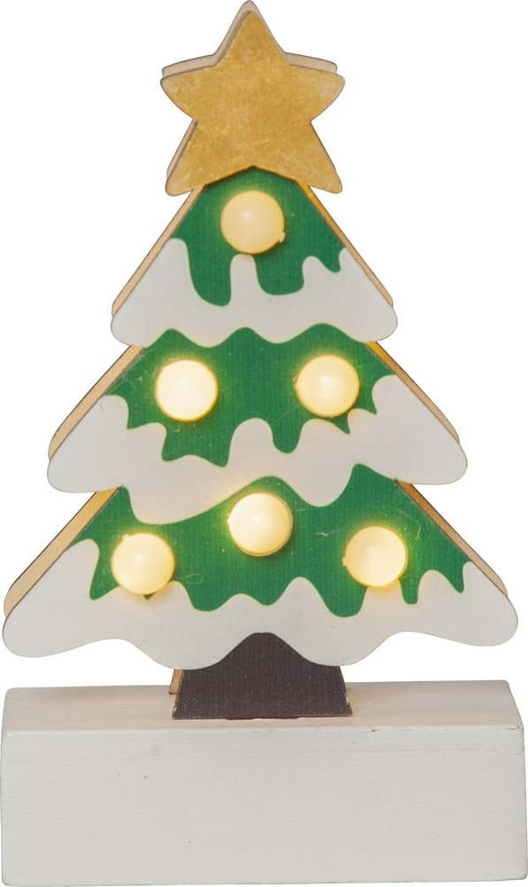 Bílo-zelená světelná dekorace s vánočním motivem