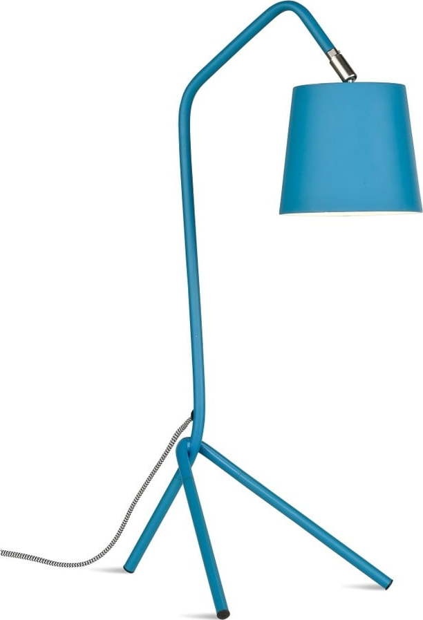 Modrá stolní lampa s kovovým stínidlem (výška 59