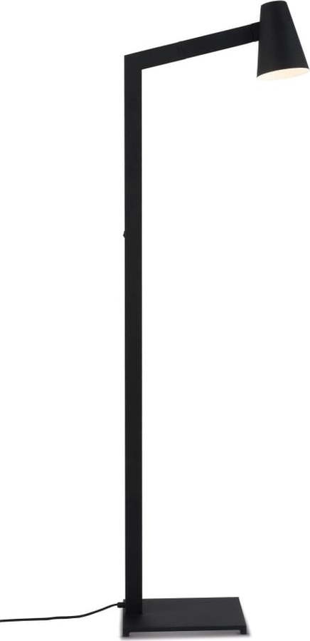 Černá stojací lampa s kovovým stínidlem (výška 143