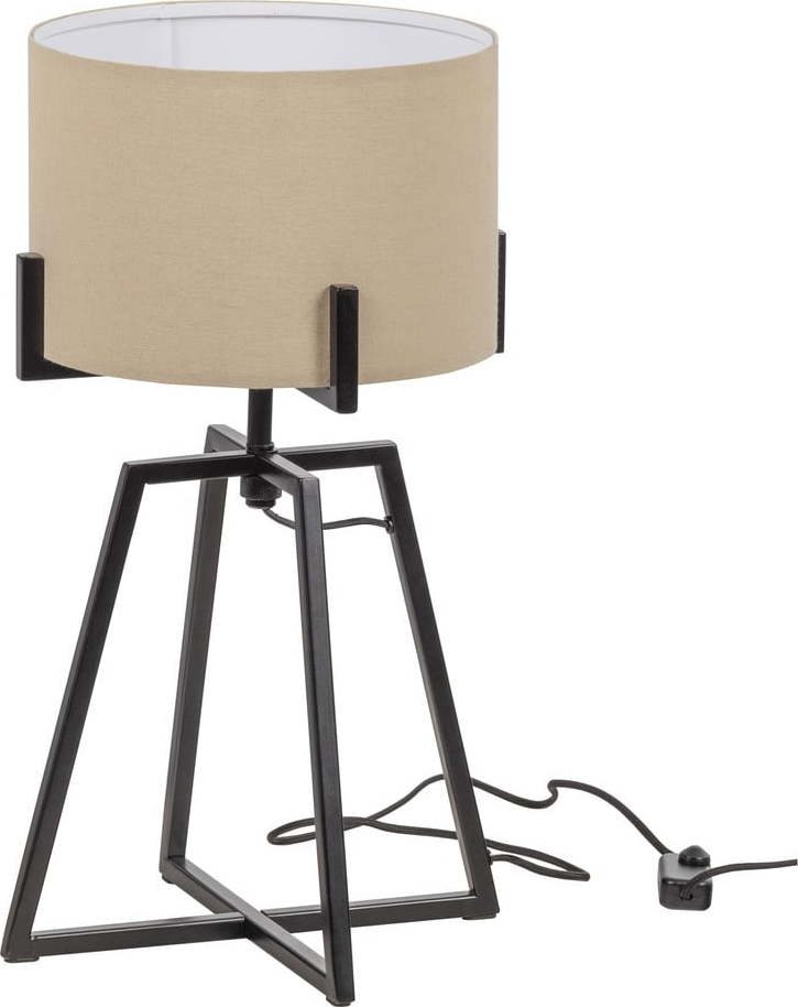 Béžová stolní lampa s textilním stínidlem (výška