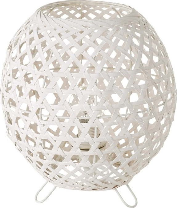 Bílá bambusová stolní lampa s bambusovým stínidlem (výška