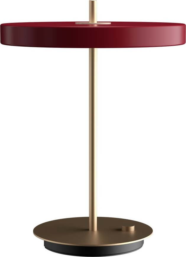 Vínová LED stmívatelná stolní lampa s kovovým stínidlem (výška