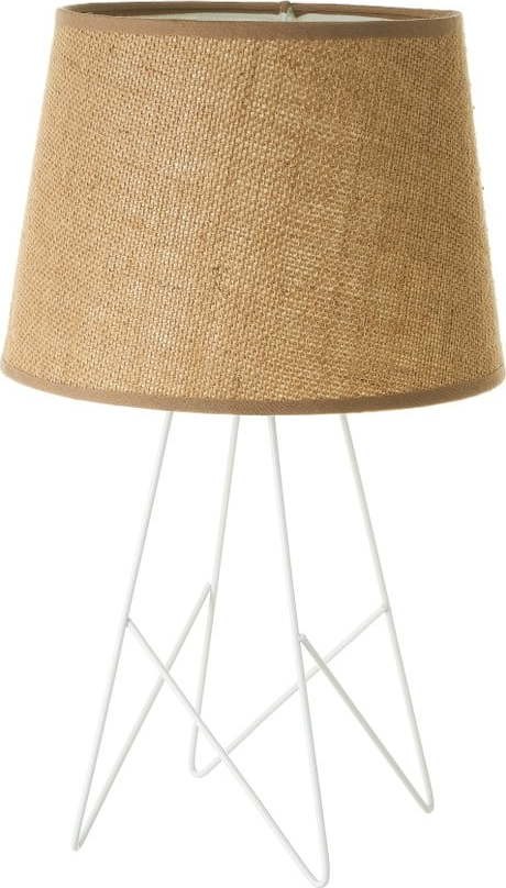 Bílá přírodní stolní lampa s textilním stínidlem (výška